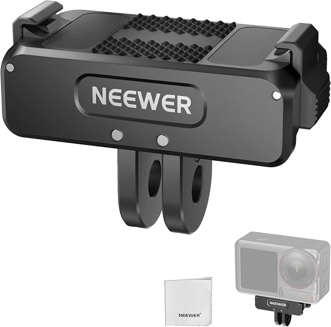 NEEWER Upgraded Quick Release Magnetic Mount Adapter Compatible with DJI Osmo Action 5 Pro/4/3, Action Camera Mount Vlogging Accessories with 1/4" Thread & Cleaning Cloth, AC011 by Neewer