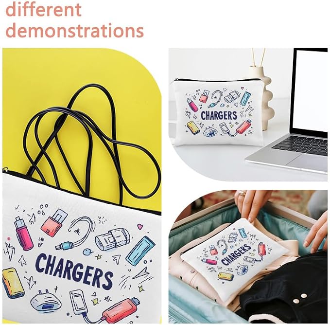 Sisadodo Chargers Organizer Travel Bag for Women Men Charging Cable Bag with Zipper Electronics Storage Bags Cord Plug Phone Earbud U Disk Storage Bags Organizer Toiletry Travel Cosmetic MakeupBag - Image 6