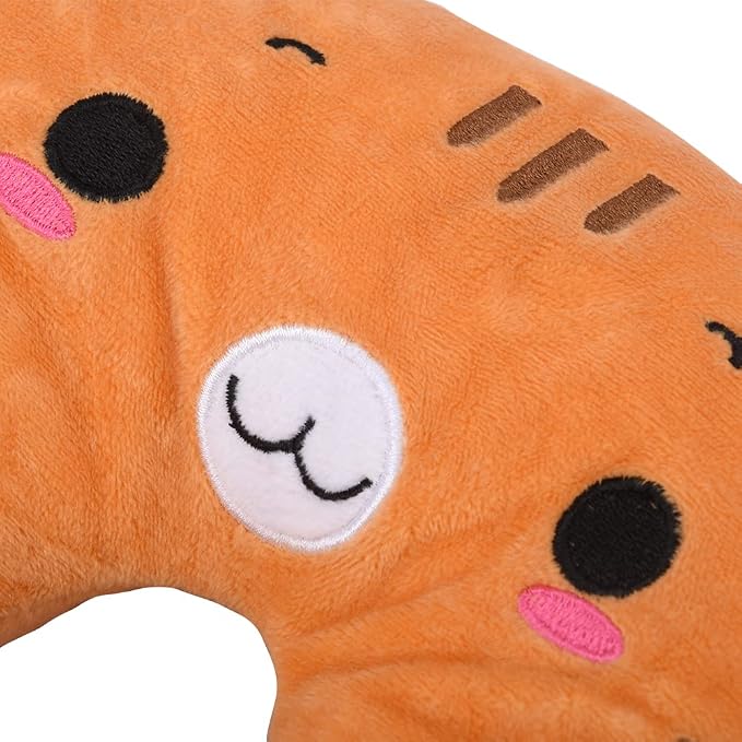 Travel Pillow for Kids, Cute Animal Neck Pillow Support U Shaped Cushion Plush Soft Rest Reading Pillows Sleeping Pillows for Airplane Train Car (Color:Yellow cat) - Image 3