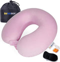 SAIREIDER Travel Neck Pillow 100% Memory Foam, Airplane Rest Prevents Head from Falling Forward, Plane Accessories with Storage Bag, Sleep Mask and Earplugs (Pink) by SAIREIDER