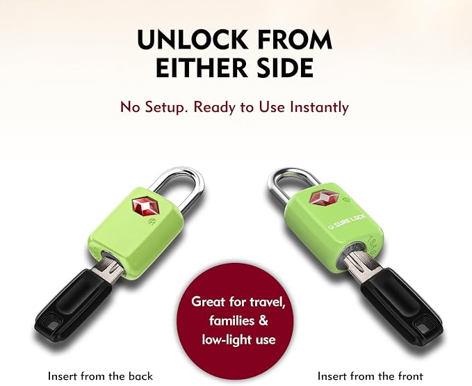 SURE LOCK Mini TSA Approved Keyed Luggage Lock – One Key Opens All, Fits Tight Zipper Gaps & Small Pull Holes, Compact Travel Lock for Suitcases, Backpacks & Handbags - Image 7