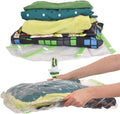 8 Travel Space Saver Bags - No Vacuum or Pump - for Clothes - Reusable - Luggage Compression - Set of 4 L and 4 M Sacks - Transparent by The+Chestnut