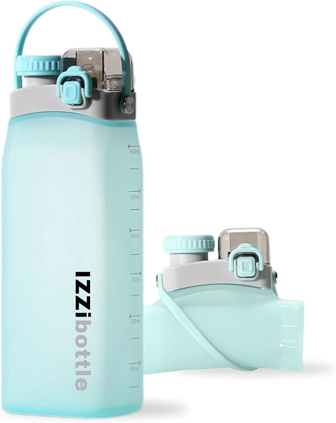 IZZI bottle Collapsible Lightweight Silicone Water Bottle (600ml, Blue) | BPA Free, Eco-Friendly, Medical Grade | Leakproof Bottle for Sports, Travel, Hiking, Gym, Outdoor Adventures and Daily Use by Unknown