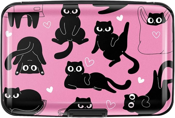 Coco Rossi Credit Card Holder RFID Aluminum Small Mini Wallet Women | Metal Wallet, Business Cards Holder, ID Case, Slim Sleeves, Womens Girls Gift, Carry Proof Wallets for Travel, Rosy Cats - Image 8