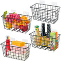 JUNCHU CHERRY 4 Pack Hanging Sorage Basket, Bathroom Basket, Household Goods, with Traceless Tape, no Drilling, for Cabinet Storage, Kitchen, Bathroom, Storage Room,Black by JUNCHUCHERRY