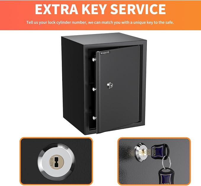 2.2 Cu Ft Medium Safe with Key, Lock Box for Money Cash Jewelry | Safe Box Coffre Fort, Steel High Security Safety Box for Home/Office/Hotel - Image 7
