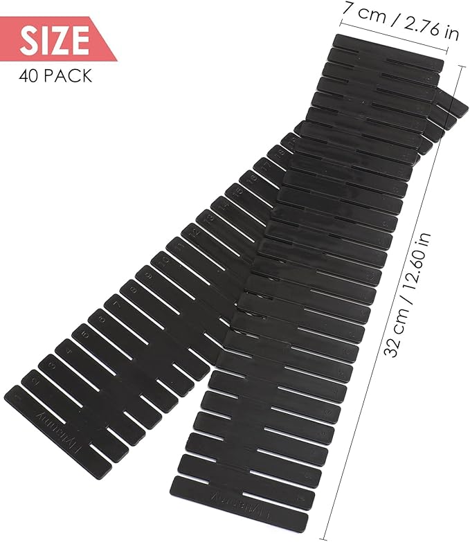40Pcs Drawer Dividers, Adjustable Drawer Organizer for Socks, Underwear, Makeup, Can Help Tidy Kitchen, Bedroom, Dresser Black - Image 2