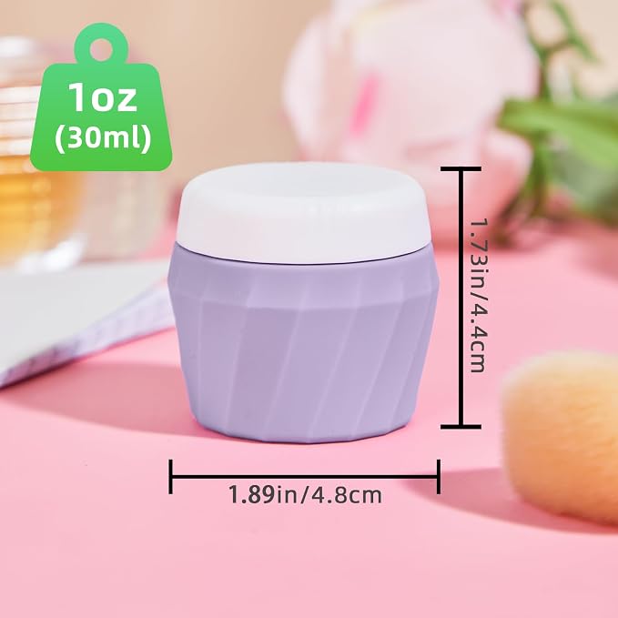 Travel Containers for Toiletries, Premium Silicone Cosmetic Cream Jars, TSA Approved Leak-Proof Refillable Travel Size Toiletries with Clear Bag for Cosmetic Face Body Cream (Purple, 1OZ) - Image 2
