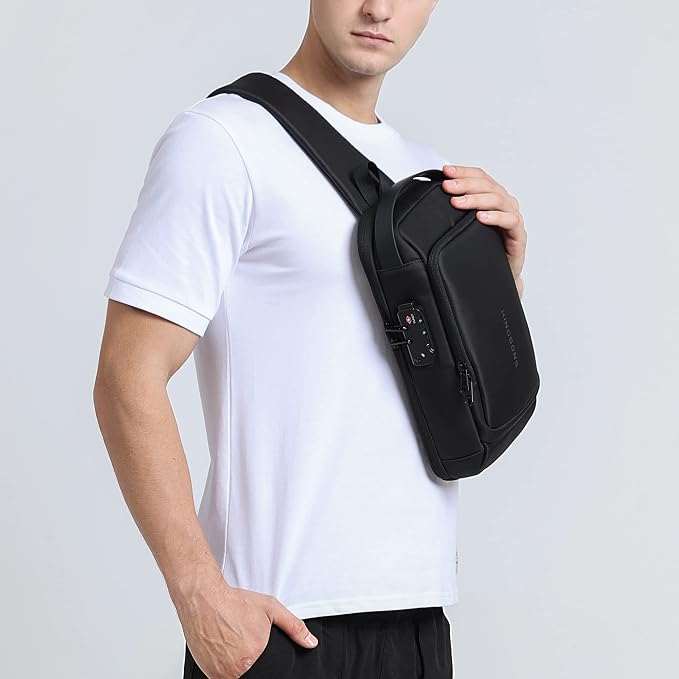 VGOAL Sling Crossbody Bag Anti-Theft Chest Shoulder Backpack for Men | Waterproof,Combination Lock,USB Charge Port,Minimalist,Fits 9.7 inch Ipad,Casual,Suitable for Business,Travel,Cycling - Image 7