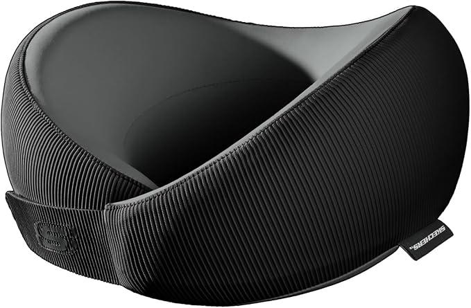 Skechers Men's Memory Foam Neck Pillow, Comfortable & Breathable Travel Pillow,Neck Pillow Airplane for Travel, Car Rides, Home, and Office Use, Ergonomic Design for Men and Women,Black by Unknown