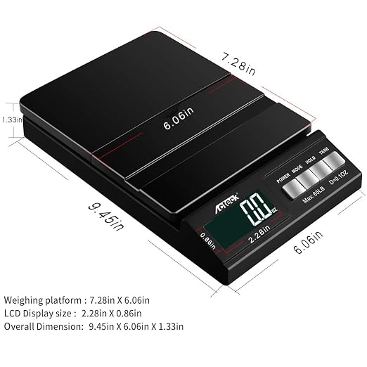 Acteck High Accuracy A-CE65 Black 0.1OZ Digital Shipping Scale, Postal Scale and Mail Scale - Image 4