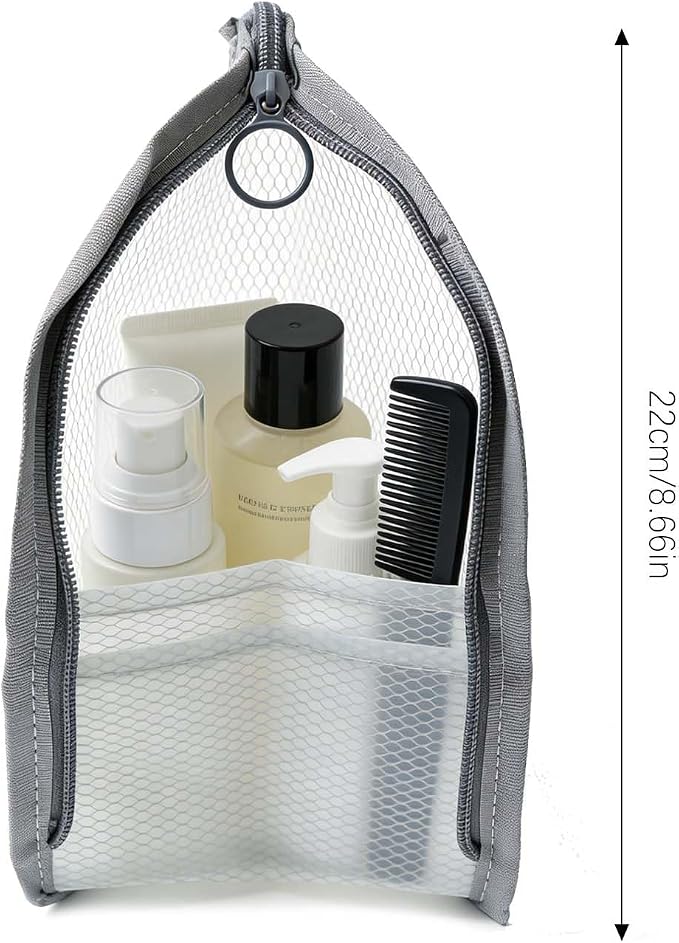 2 Pack EVA Mesh Toiletry Bag - Standing & Foldable Travel Toothbrush Storage, Waterproof and Portable for Camping, Outdoor Activities, Home Storage, Gifts for Women, Men, Travelers (White + Black) - Image 7