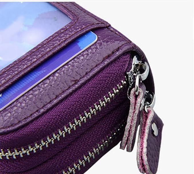 Women's RFID Blocking Leather Zipper Card Wallet Small Purse Credit Card Case Holder for Mother Day Gift (Purple) - Image 6