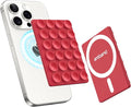 amBand Magnetic Sticky Phone Suction Grip for MagSafe, Removable for Wireless Charging, Durable Magnet Silicone Portable Mount Stand for iPhone 12 13 14 15 16 17, Hands-Free Video/Selfie, Cherry Red by amBand