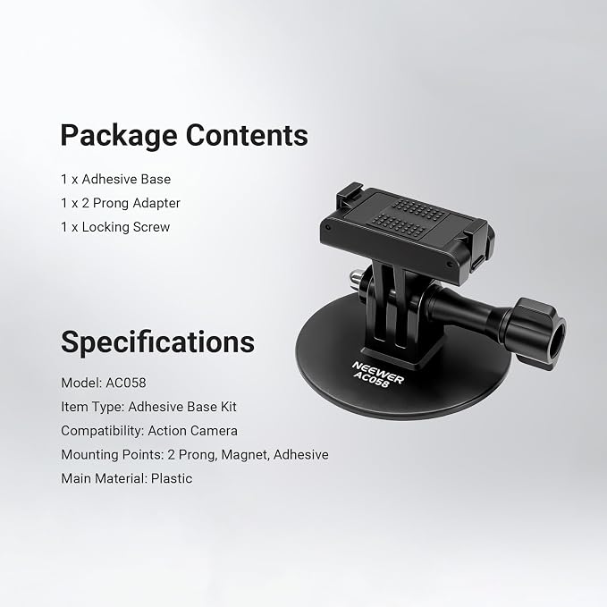NEEWER AC058 Adhesive Base Mount Kit Compatible with DJI GoPro Cameras | For Osmo Nano/360/Action 6 5 Pro 4 3, Magnetic Quick Release Adapter Stand, Action Camera Accessories for POV Video Recording - Image 8