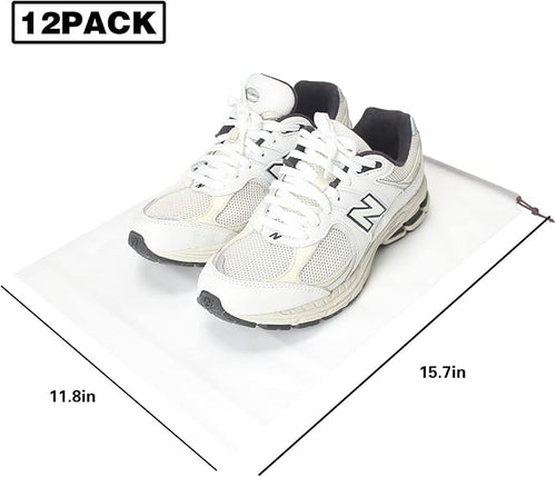 12Pcs Shoe Bags For Travel, 11.8in X 15.7in Large Clear Shoes Storage Organizer with Drawstring, Waterproof Travel Storage Bags for Packing Dust Bags for Men and Women - Image 2