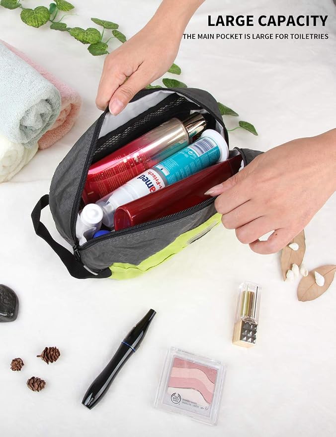 Gox Travel Small Toiletry Bag for Men Nylon Dopp Kit Medicine Bag Small Mesh Zipper Pouch Travel Organizer Pouch Shave Kits for Teens Toiletry Essentials Bathroom Compact (Green, 9.8*4.3*3.3 Inches) - Image 3