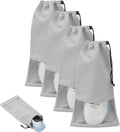 4 Pcs Single Shoe Bags for Travel, Drawstring Shoe Bags with Clear Window | 9.1"x17.7" Fits Most Shoes, Dust Resistant, Washable & Reusable, Travel Shoe Storage Bags for Men & Women by Unknown