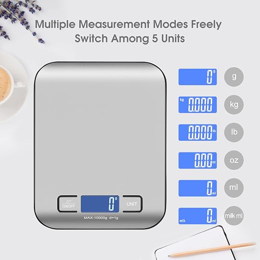 Digital Shipping Scale,Stainless Steel Panel, Accurate Portable Postal Scale for Packages, Small Business,Kitchen, Food, Handmade, Liquids, and Boutique (Silver Black Rechargeable(10kg/1g)) - Image 6