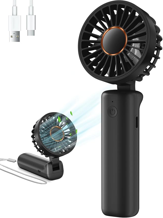 Portable Handheld Fan, Mini Desk Fan Foldable 2000mAh, 180° Ratotion, 3 Speeds, Ultra Quite, Up to 8H Long Use Time, Small Personal Cooling Fans Makeup Lash Fan for Women Girls - Image 8