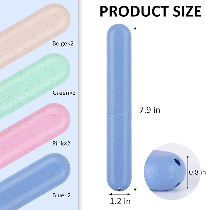 Tecbeauty 8Pcs Travel Toothbrush Case, Portable Toothbrush Holder Container Protector Cover for Travel, Business, Camping, School - Image 2