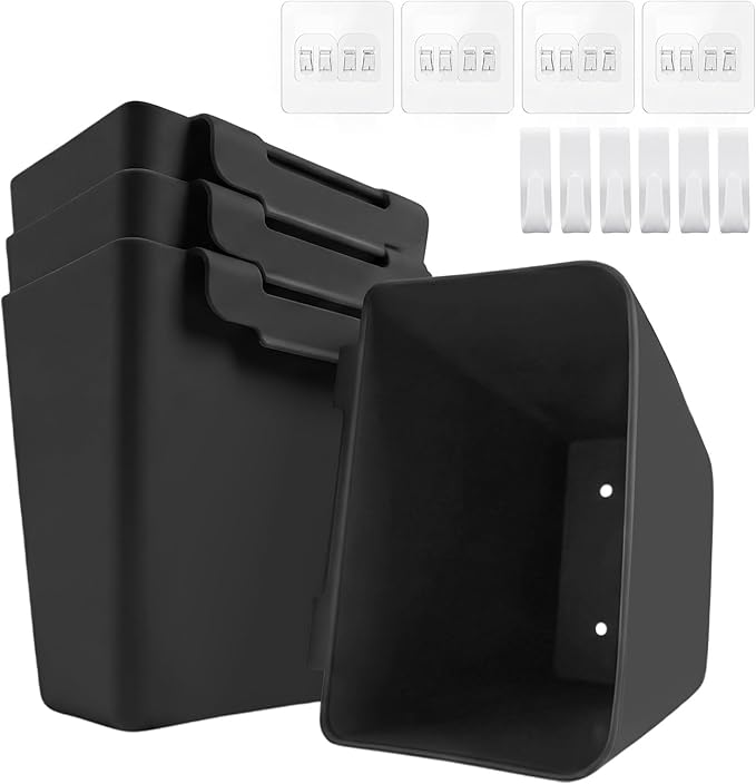 4 Pack Rolling Cart Accessories, Black Craft Cart Cup Holder and 6 Hooks for Utility Carts, Adhesive Kitchen Cabinet Door Storage, Space-Saving Wall Mount Organizer for Bathroom, Office, Makeup by LiveNaturallyLiveLosape
