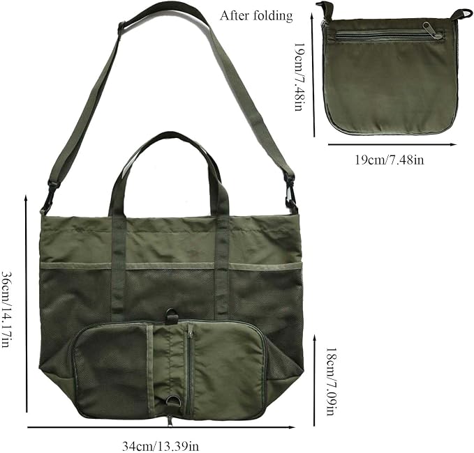 Foldable Travel Tote Bag, Water-Resistant Tote Bag with 3 External Mesh Pockets for Travel, Daily Use, Outdoor - Image 3