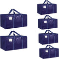 6 Pack-Extra Large Heavy Duty Moving Bags - Waterproof Storage Totes with Handles & Zippers, Foldable for College Dorm, Storage (Dark Blue) by Unknown