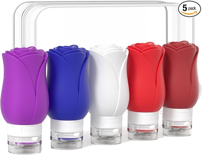5 Pack Travel Bottles for Toiletries, TSA Approved 3oz Portable Travel Containers for Toiletries, Leak Proof Travel Tubs Refillable Liquid Travel Accessories for Shampoo Conditioner Lotion Body Wash by Mabnuby