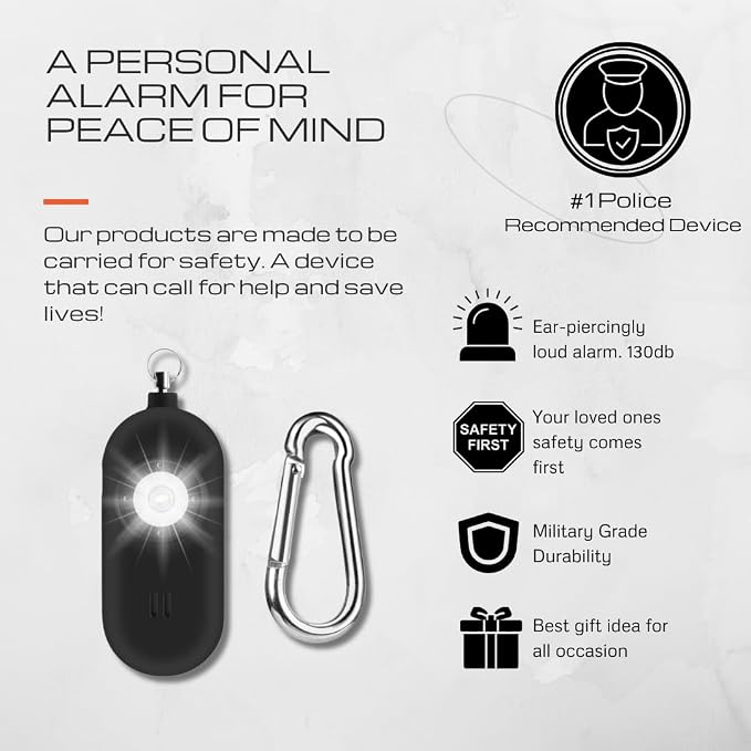 Rechargeable Personal Safety Alarm for Women. 130dB Siren. Ear-Piercingly Loud w/ Flashing LED Strobe Light Siren Keychain - Image 3