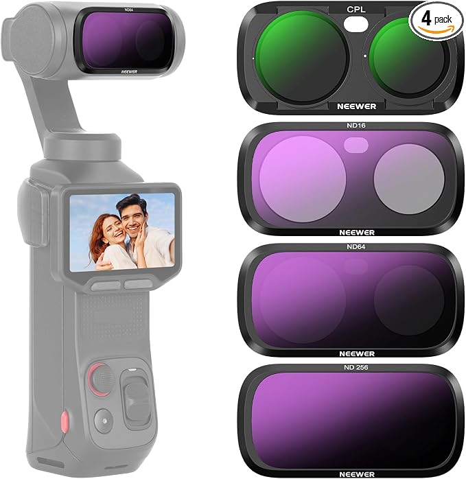NEEWER CPL + ND Filter Set Compatible with Insta360 Luna Ultra Only, Circular Polarizer Neutral Density (ND16 + ND64 + ND256) Action Camera Polarizing Lens Filter Photography Accessories Kit, FL-L04 by Neewer