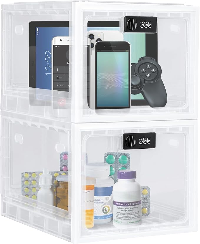 Lalifebuss Medicine Lock Box, Medication Lockable Container for Refrigerator Food Safe Locking Box Tablet Phone Locked Box for Kitchen Home School and Office Safety by Lalifebuss