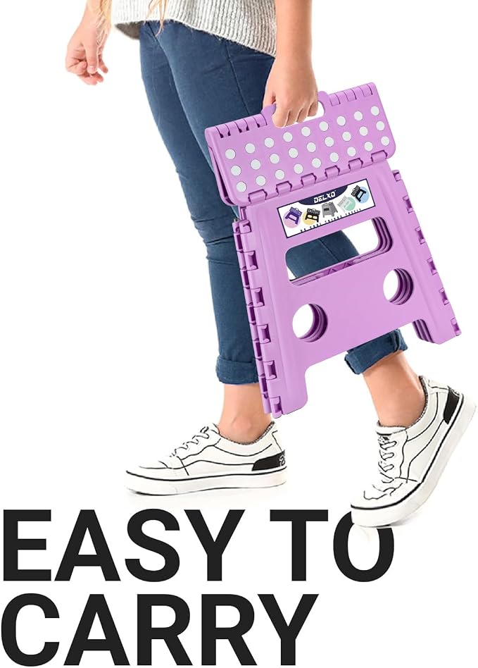 Delxo Folding Step Stool 13 Inch,300 Lbs Step Stool for Adults Purple | Foldable Step Stool 13",Non-Slip Foot Stools with Handle,Lightweight Collapsible stools for Kitchen,Bathroom,Bedroom,Garden - Image 4