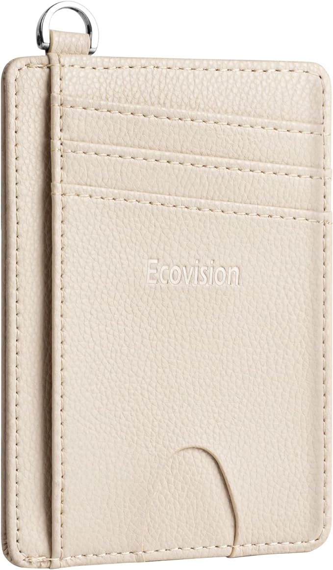 Slim Minimalist Front Pocket Wallet, RFID Blocking Credit Card Holder Wallet with Detachable D-Shackle for Men Women by Ecovision