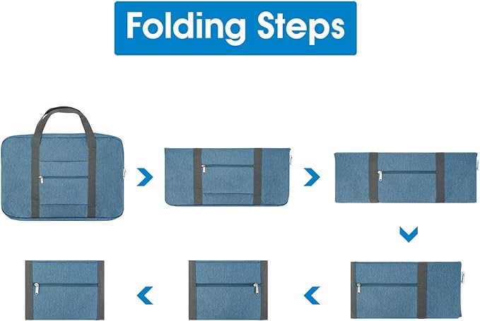 Narwey Carry on Luggage 22x14x9 Airline Approved Foldable Duffle Bag for Travel Packable Duffel Bag for Traveling Airplane for Women and Men 40L (Navy Blue (With Shoulder Strap)) - Image 6
