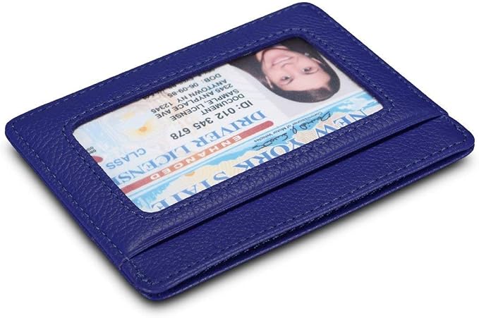 KALMORE womens Credit Holder Genuine Leather Slim Minimalist Card Case Wallet, Black With Id Window - Image 2
