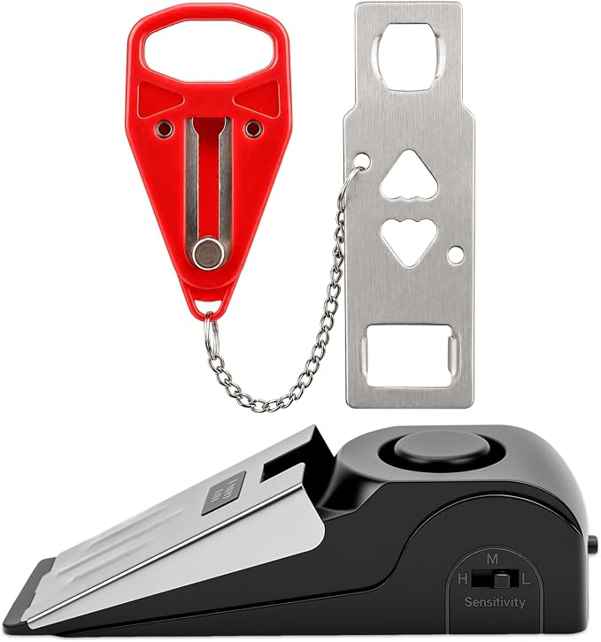 Portable Door Lock and Door Stop Alarm, Hotel Travel Security Set for Home | Hotel Safety Device for Door Security, Portable Lock for Hotel Room, Apartment, College Dorm and Travel by HuiQiuRerishomLtd