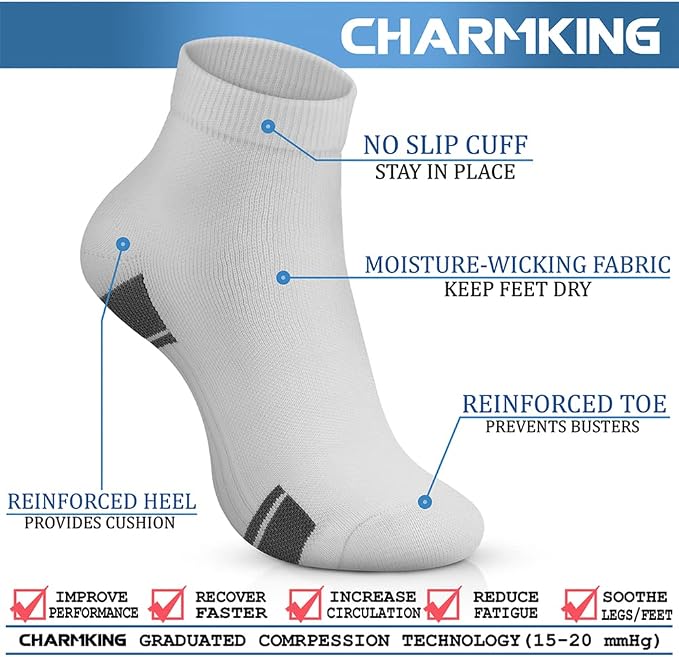 CHARMKING Compression Socks for Women & Men Circulation 15-20 mmHg is Best for Athletic Running Cycling Nurse Daily Wear - Image 4
