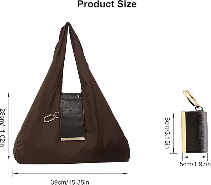 Foldable Nylon Tote Bag w/Keychain Lightweight Reusable Shopping Bag - Image 7