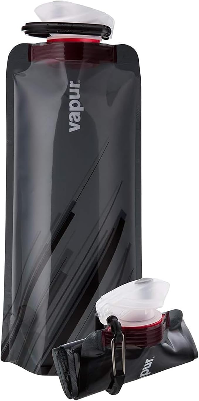 Vapur Collapsible Water Bottle with Carabiner - 23oz (0.7L), Fire - Flexible and Lightweight Water Bottle for Travel, Concert, Hiking, and Outdoor Adventures - BPA-Free, Dishwasher-Safe, Freezable by Vapur