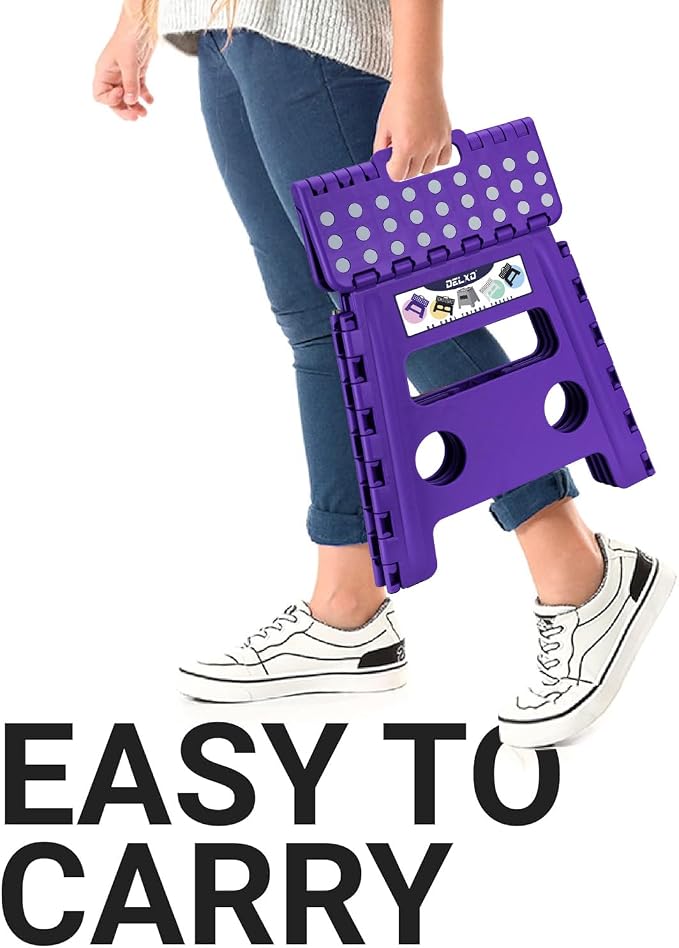 Delxo Folding Step Stool 13 Inch,300 Lbs Step Stool for Adults Purple | Foldable Step Stool 13",Non-Slip Foot Stools with Handle,Lightweight Collapsible stools for Kitchen,Bathroom,Bedroom,Garden - Image 7