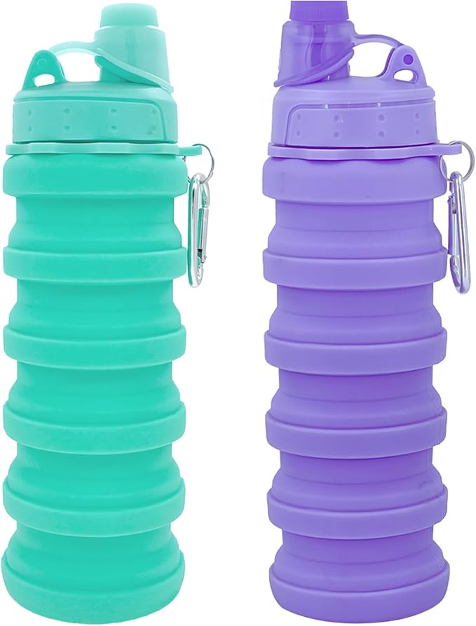 Collapsible Water Bottles Travel water bottle Sports Portable Sport Water Bottle Reusable Water Bottles comes with mountaineering Buckle 500ml silicone Water-proof camping water bottle by YCTMALL