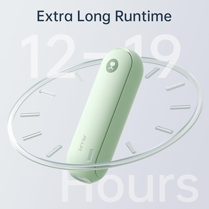 JISULIFE Portable Handheld Fan, 3 In 1-Fan, Power Bank, Flashlight, Green | Mini Cooling Essential for Outdoor, Small, On-the-Go Pocket Hand Design, 19 Hours, Auto Shut-Off Safety Soft Blade - Image 4
