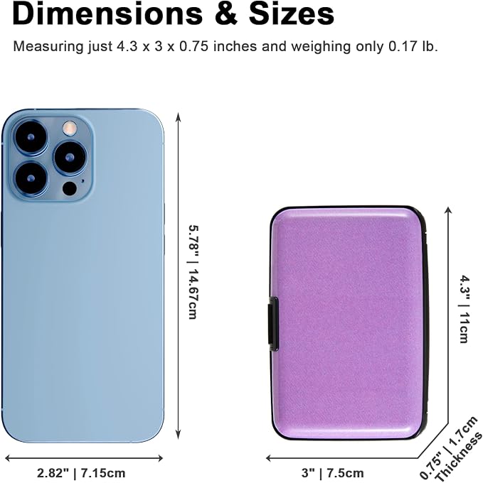 Credit Card Holder, RFID Blocking Metal Card Wallet for Women Men Slim ID Card Holders Protector Aluminum Business Hard Case (Lavender Purple) - Image 4