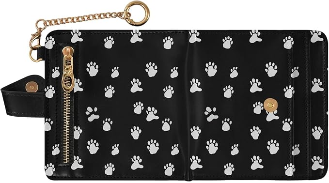 White Paw Print Women's Wallets RFID Blocking,Credit Card Holder Bifold Wallet,Slim Card Cases,PU Leather Travel Wallet for men Girls - Image 2