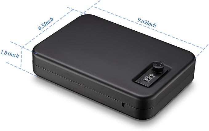 Younion Pistol Safe, Portable Travel Gun Safe, Gun Lock Box, Black - Image 7