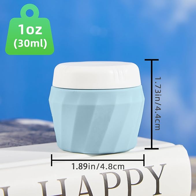 Travel Containers for Toiletries, Premium Silicone Cosmetic Cream Jars, TSA Approved Leak-Proof Refillable Travel Size Toiletries with Clear Bag for Cosmetic Face Body Cream (Green, 1OZ) - Image 2