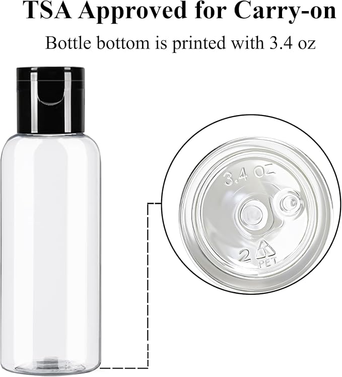 DNSEN 5 Pack 3.4 oz Travel Size Bottles for Toiletries TSA Approved Leak Proof Empty Refillable Liquid Containers with Labels - Image 5