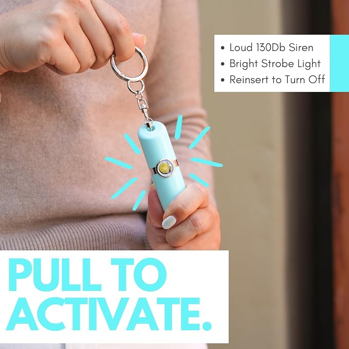 Securityman Personal Alarms for Women | Safety Alarm Keychain (Loud 130dB Siren and SOS Strobe Light) Everyday Self Defense Security Alarm Protection Device (Teal) - Image 5