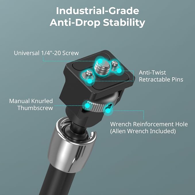 SMALLRIG 12.9 Inches Magic Arm Clamp, with 1/4'' Screw & Anti-Deflection Retractable Pin, Clamp Mount for GoPro/for Insta360 /for DJI Action/for DSLR/for Light/for Monitor/for Phone - 5312 - Image 2